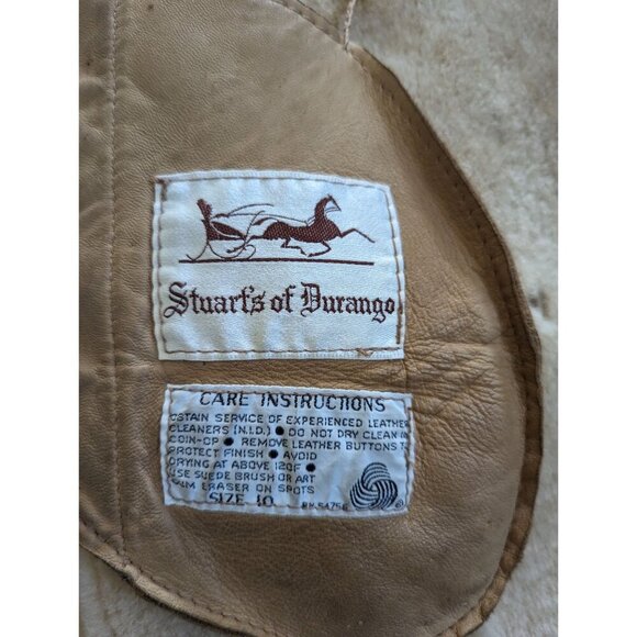 Vintage 70s Sawyer of Napa Brown Suede Leather Fur Women's Coat Small Medium - Picture 5 of 10